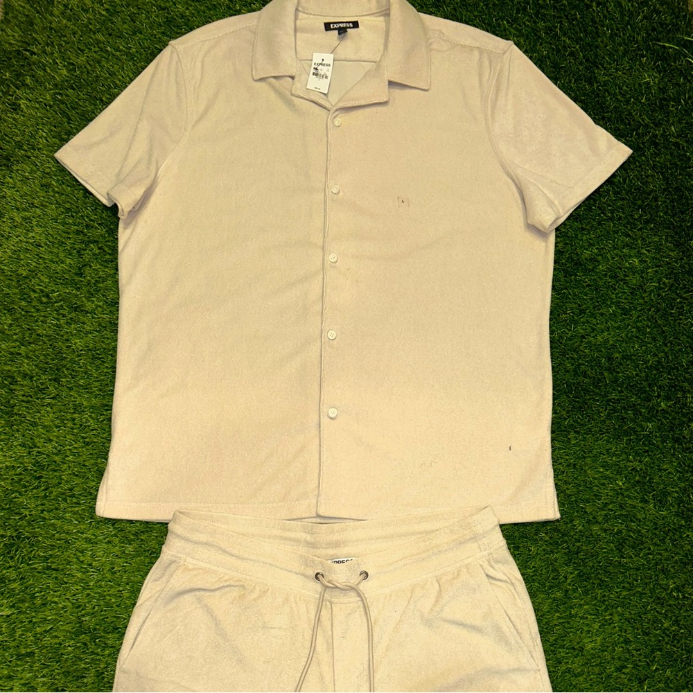 Cream short set